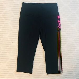 VSX Knockout Capri Victoria’s Secret Sport Black Neon Pink Yellow Leggings Small